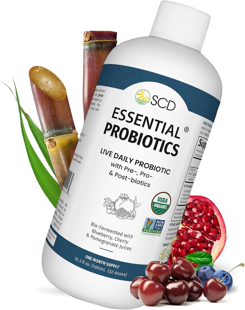 Probiotiques essentiels pour les femmes, les hommes, les enfants et les tout-petits, Probiotique vivant pour la digestion et l'immunité, Supplément probiotique liquide pour la santé de Gut avec 11 souches – 16,3 fl oz par SCD Probiotiques
