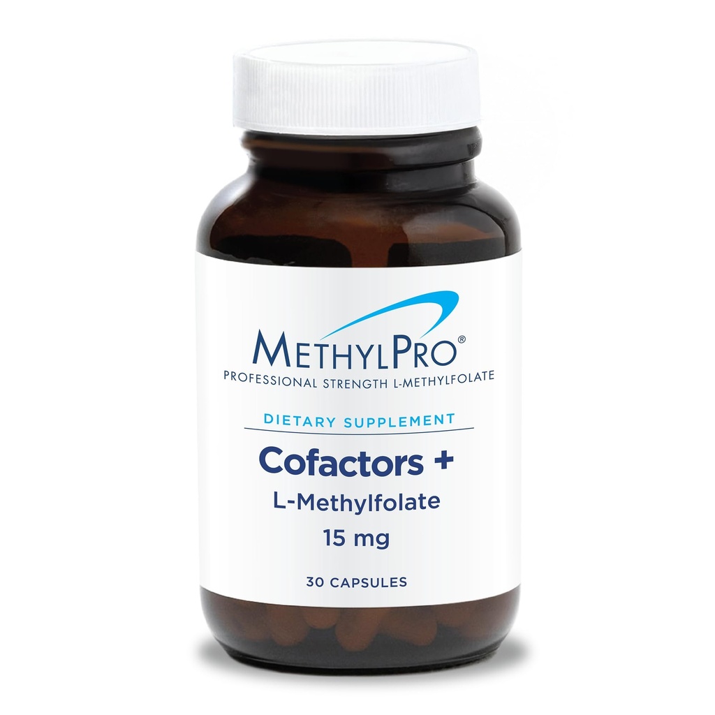 MethylPro L-méthylfolate 15 mg + Cofacteurs - Supplément en méthylolate de L pour les femmes et les hommes, vitamine méthylée B9 (5-MTHF) avec B6 et B12 pour la santé cérébrale, la concentration et le calme - 30 capsules (paquet de 1)
