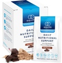 Equilife Daily Nutritional Support, All-in-One Multivitamin Meal Replacement, Pure Chocolate Flavor, Protéine végétale 15G, soutient le bien-être global incluant énergie, digestion et peau, 14 paquets