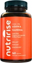NutriRise Organic Ashwagandha Capsules de racines avec poivre noir, 1300mg, Stress naturel et l'humeur, Thyroïde et supplément de soutien immunitaire, Clarity, Focus & Energy, sans gluten, 60 Compte