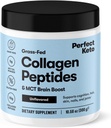 Perfect Keto Collagen Peptides Poudre de protéines avec huile MCT, collagène hydrolysé, complément de type I & III, sans gluten, gazon, faible teneur en glucides, crème de café Keto, collagène pour les femmes et les hommes, non aromatisé