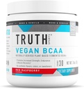 Truth Nutrition Vegan BCAA Powder- 2:1:1 Ratio Acides naturels BCAA Amino Poudre pour l'énergie, Muscle Building, Recovery Boissons post entraînement pour la récupération musculaire (Raspberry rouge, 30 portions)