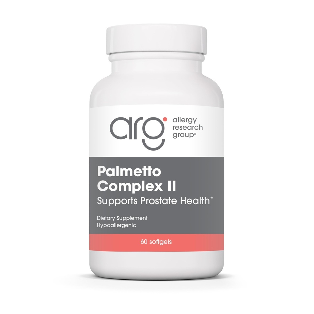 Groupe de recherche sur l'allergie Palmetto Complex II - Soutien à la prostate, Saw Palmetto pour les hommes et les femmes, avec Lycopène, Huile de graines de citrouille, Zinc - 60 Comte
