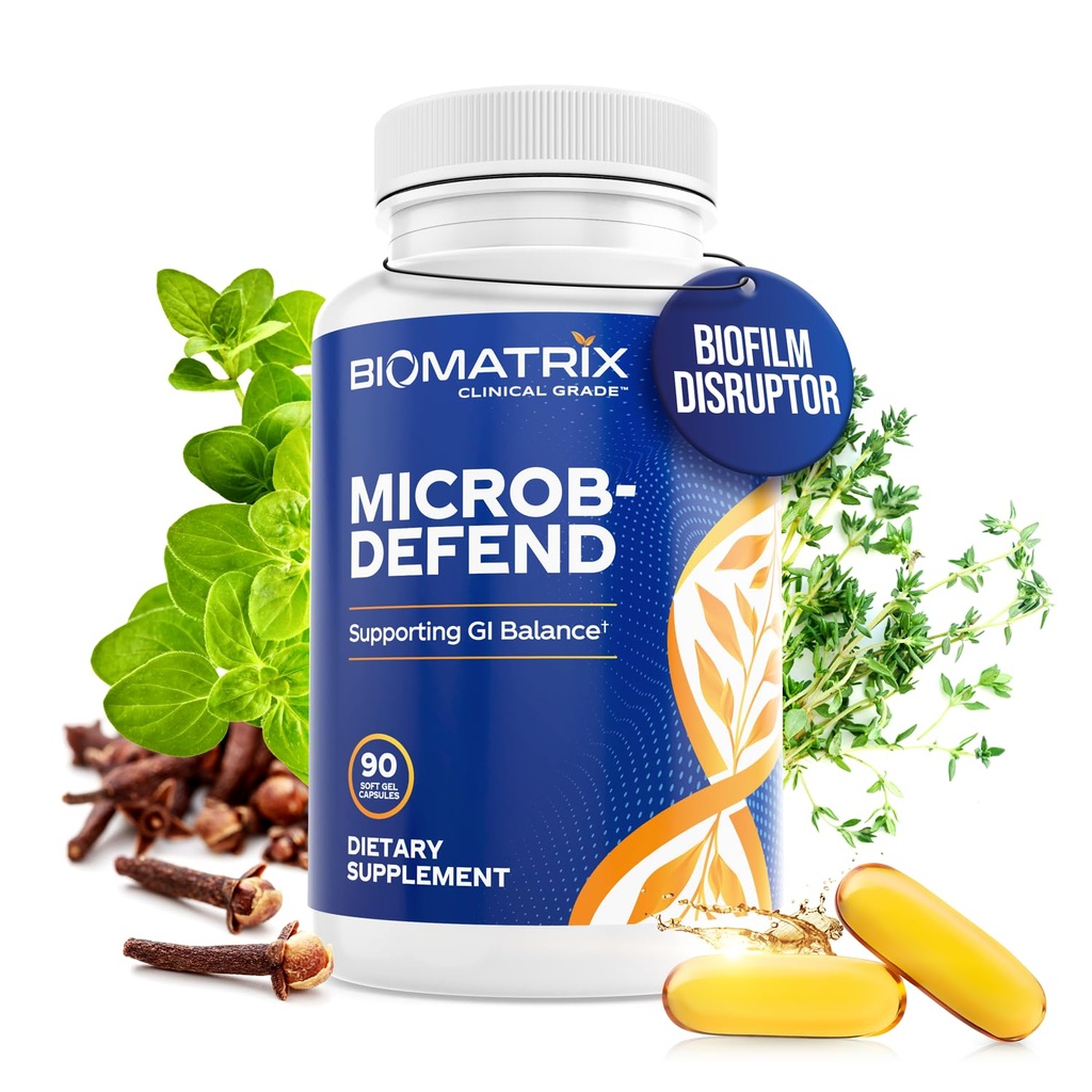 Mélange d'huile BioMatrix de Thym, Origan, Cravate, Supplément digestif pour les hommes et les femmes, GI Repair Softgels