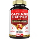 6en1 Cayenne Capsules de poivre avec racine de gingembre, racine de betterave et poivre noir et plus - 60 Capsules - Cayenne Supplément soutient le système de digestion, immunité