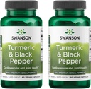 Swanson Turmeric & Black Pepper - Supplément de soutien pour la santé des articulations organiques, la santé cardiaque, la digestion et le foie - Formule naturelle pour la biodisponibilité améliorée et l'absorption - (60 capsules de Veggie) 2 Pack