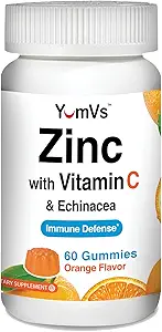 Zinc Vitamine C et Echinacea Gommies pour adultes et enfants par YumVs - Végétarien, Halal, Kosher