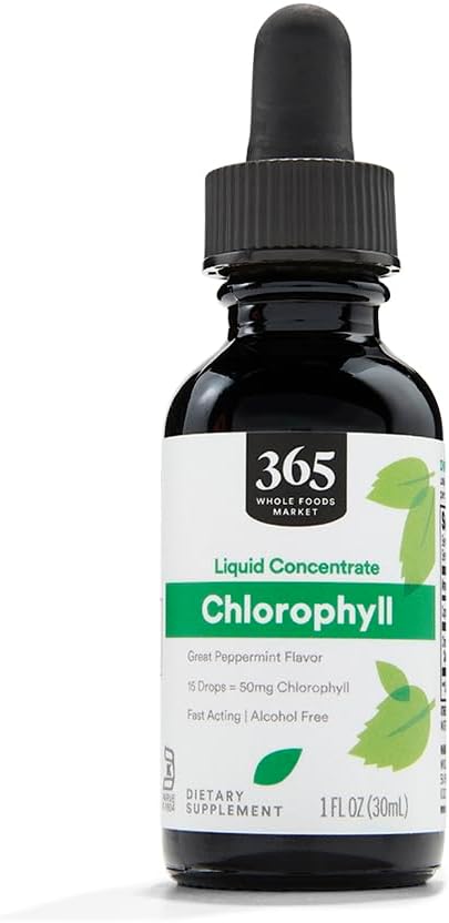 365 par marché des aliments entiers, chlorophylle concentré liquide, parfum de menthe poivrée, 1 Fl Oz