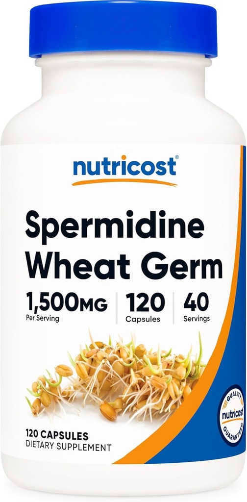 Nutricost Spermidine Supplément extrait de germe de blé, 1500mg Extrait de germe de blé, 120 Capsules - 15mg équivalent Spermidine par portion, 40 portions, végétarienne et non-OGM