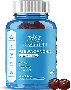 (60 Compte) Gummies d'Ashwagandha KSM-66 - Berry mixte, végétalien, à base de plantes, non-OGM, sans gluten et sans gélatine Relax, supplément d'extrait de racine d'Ashwa biologique pour le soutien immunitaire