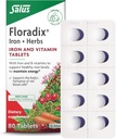 Floradix Iron Tablets - Iron Supplement with B Vitamins, Folic Acid, Vitamin C & More - Energy Support - Vegetarian & Gluten-Free - 80 Tablets (80 Servings)
