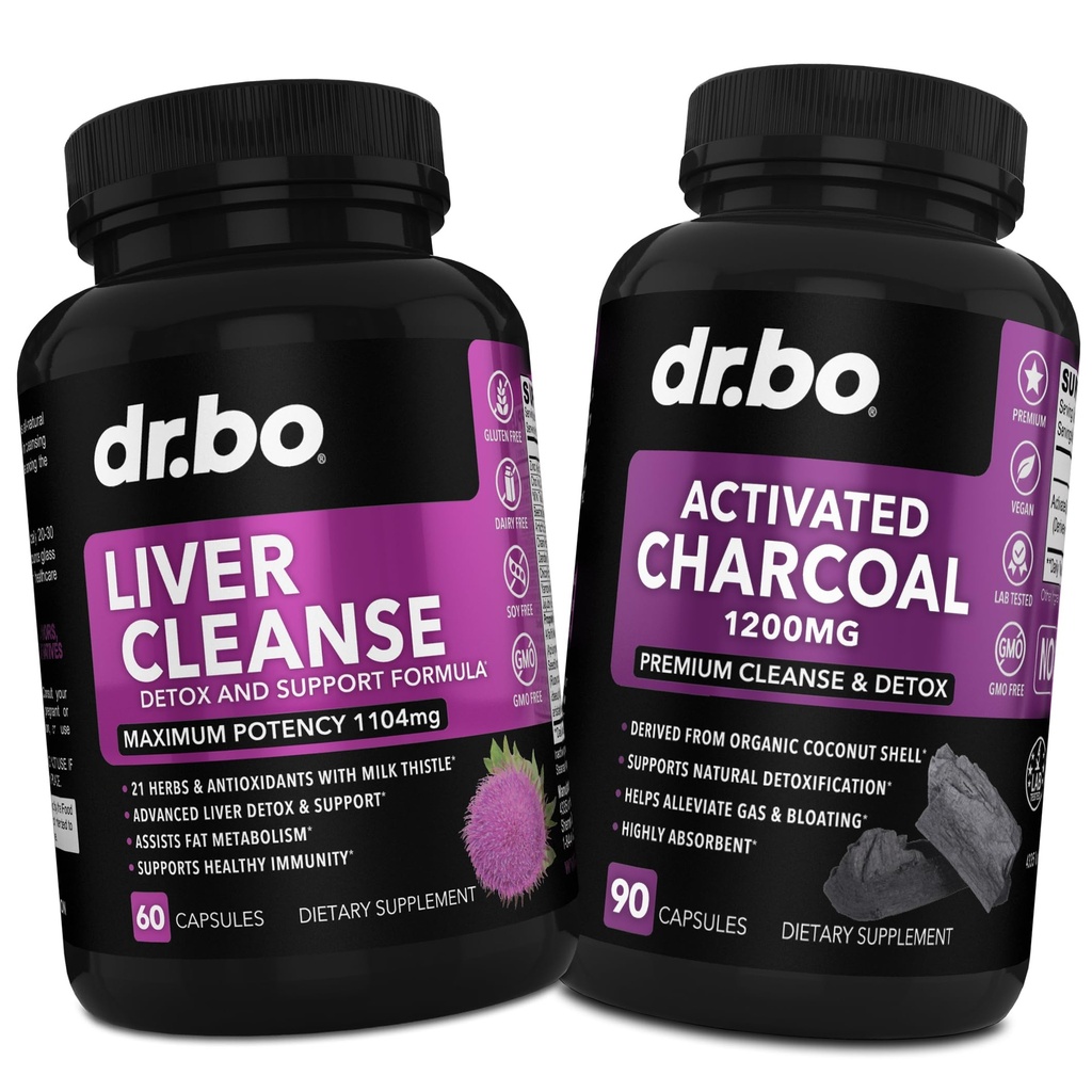 Nettoyer le foie et activer les capsules de charbon - Pilules pour la santé du foie avec artichaut, berbère, herbes curcuma - 1200mg Pilules de charbon de coco biologique pour l'essence d'estomac et le soutien au blottis