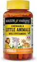 MASON NATURAL Chewable Little Animals Multivitamines pour enfants - Multivitamine quotidienne pour enfants avec vitamine A, C, D, B1, B2, B3, B6, B12 et folate - 60 comprimés à mâcher en forme d'animal
