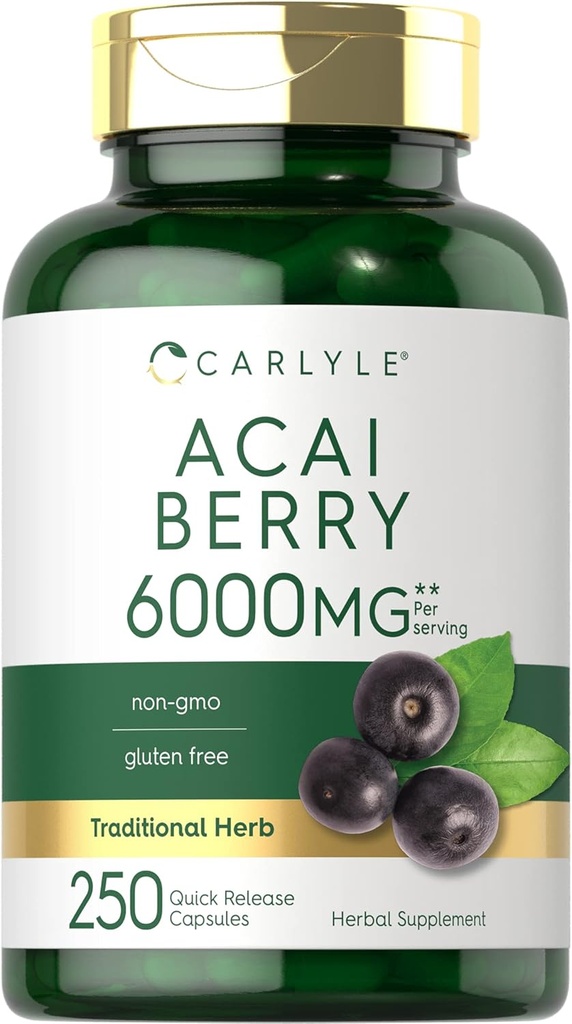 Capsules de baies d'açai Carlyle 6000mg.250 Count.