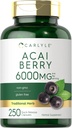 Capsules de baies d'açai Carlyle 6000mg.250 Count.