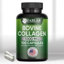 Supplément de collagène bovin de type I de FabLab - Supplément nutritionnel pour le soutien des articulations, des nerfs et des os - Produit alimentaire anti-OGM avec des peptides hydrolysés - 100 capsules
