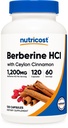 Nutricost Berberine HCl avec Ceylan Capsules de cannelle (120 Capsules, 60 portions) - Non-OGM, produit sans animaux