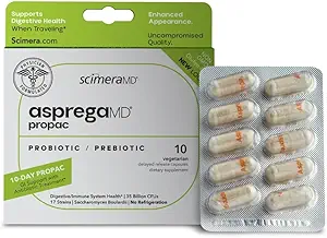 ScimeraMD® Asprega ProPac Probiotics and Prebiotics Supplement for Digestive Health and Immune System Support, 35 milliards d'UFC, 10 CT
