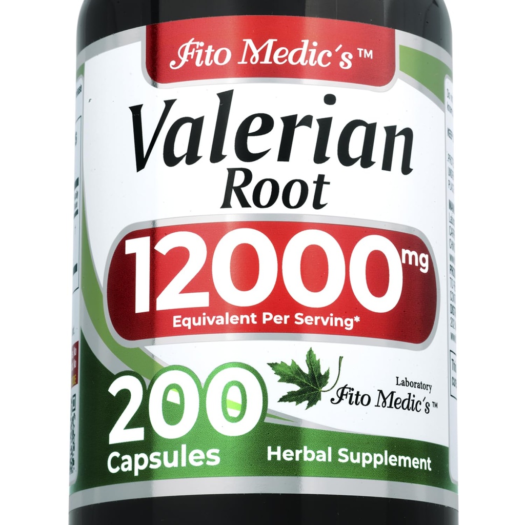 FITO MEDIC'S Lab (en anglais seulement) Capsules de racines valérianes (en anglais seulement) 200 Capsules (en anglais seulement) 12000 mg (en anglais seulement) Extrait de racines valérianes (en anglais seulement).