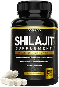 Shilajit Capsules (150 Compte, 10 000 mg par portion) Shilajit Supplément pour hommes et femmes avec l'acide fulvic naturellement présente - Himalayan Capsules Dietary Supplément - NON OGM, Fabriqué aux États-Unis