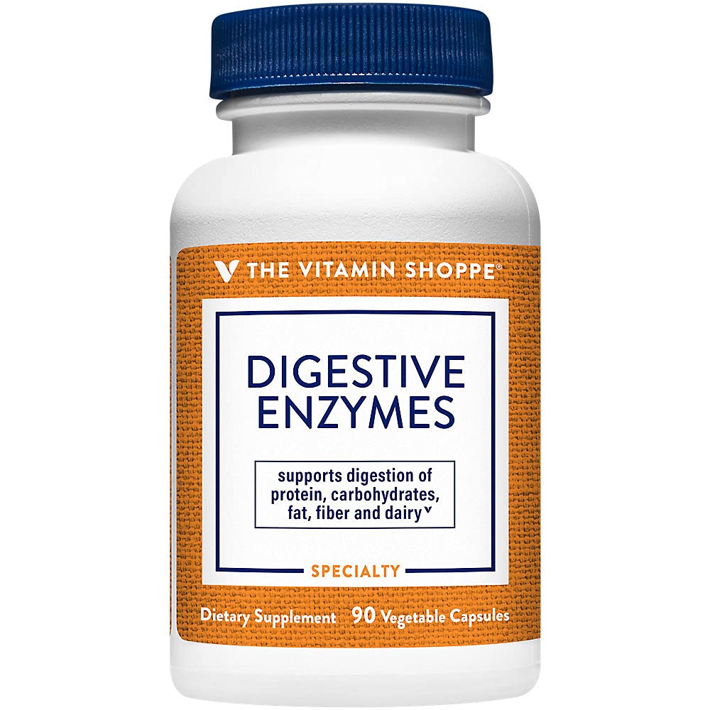 Enzymes digestifs - Formule digestive à base végétale, favorise la digestion pour aider à libérer les nutriments, la digestion des nutriments et l'absorption (90 capsules de légumes) par The Vitamin Shoppe