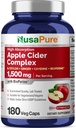 NusaPure Complex de vinaigre de cidre de pomme 1500 mg 180 capsules de légumes convenant aux végétariens et végétaliens, non-OGM