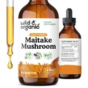 Teinture de champignons de maitake sauvage et biologique - Supplément de soutien immunitaire - Extrait de champignons de maitake liquide - gouttes végétaliennes, sans sucre et sans alcool - 4 fl oz