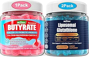 Gummées de Butyrate de Produit avec Probiotique + Prébiotique + Gummée de Glutathion Postbiotique + Liposomal