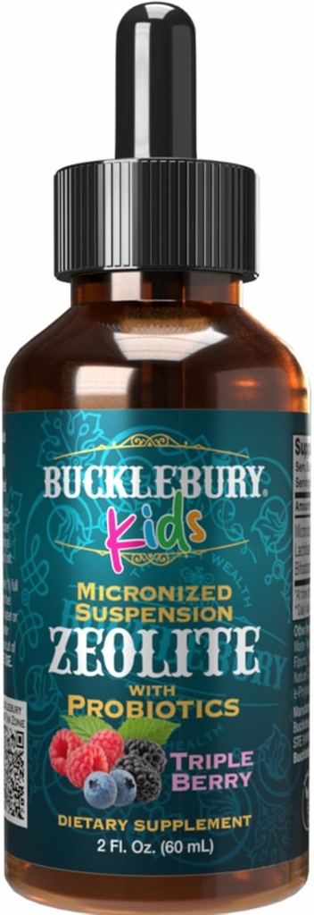 BUCKLEBURY Détox de zéolite liquide pour les enfants avec des probiotiques - Sans sucre Probiotiques naturels d'arôme de baies pour les enfants - Détox de métal lourd de zéolite et de l'immunité support - 2 Fl Oz