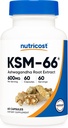 Nutricost KSM-66 Extrait de racine Ashwagandha 600mg, 60capsules de légumes - 5% Witanolides - avec BioPerine - Extrait de racine de plein spectre