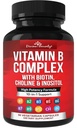 Vitamines complexes Divine Bounty Super B - Toutes les vitamines B incluant B12, B1, B2, B3, B5, B6, B7, B9, Acide folique - Supplément de vitamine B - Soutenir le métabolisme de l'énergie saine - 90 capsules végétariennes