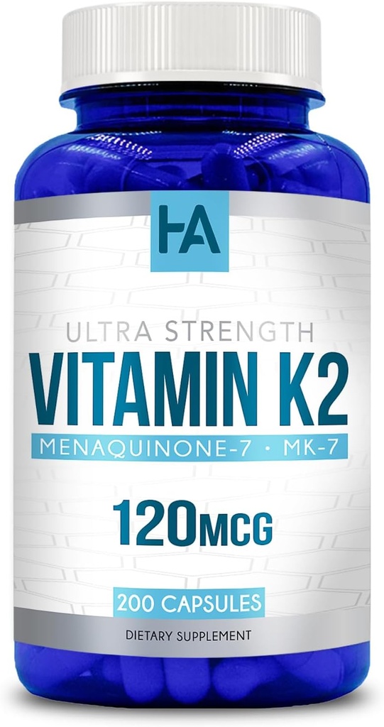 Vitamin K2 MK7 Supplement | High Absorption K2 Vitamin Supplement with Active MK7 Menaquinone Form for Joint Heart & Immune Support | Vegan Non-GMO Soy Free Made in cGMP Labs (200 Veggie Capsules)