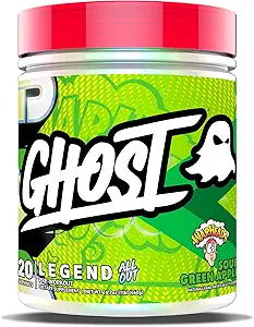 GHOST Legend All Out poudre pré-entraînement, têtes de guerre pomme verte aigre - 20 portions - Supplément pré-entraînement pour les hommes et les femmes - énergie et pompes - caféine, L-citrulline, et beta Alanine mélange - sans sucre