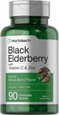 Horbaach Black Elderberry avec vitamine C et zinc 90 Comprimés à croustillants.Complexe de soutien immunitaire pour les baies mixtes.