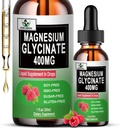 Glycinat de magnésium gouttes liquides, Glycinat de magnésium pur 400mg pour os, 6X supplément de magnésium liquide d'absorption élevée, végétalien, non-OGM, sans gluten