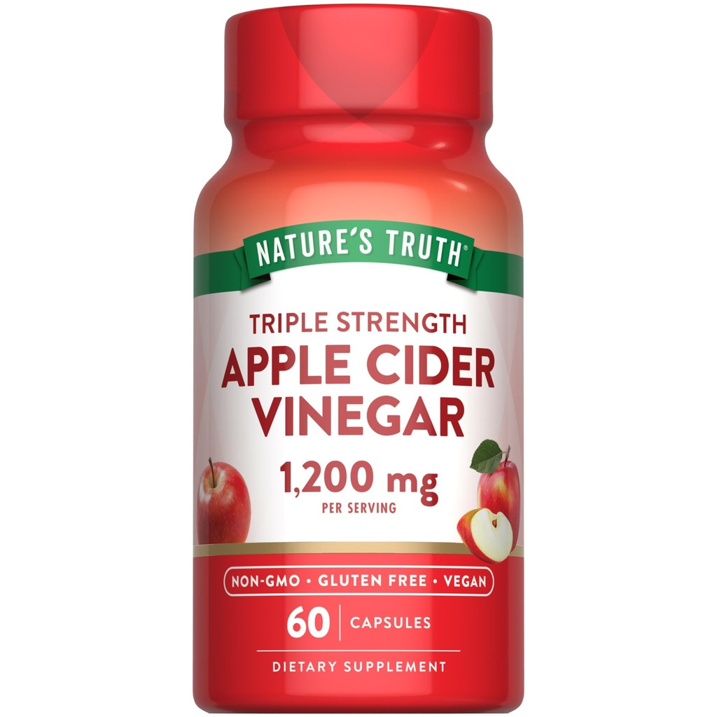 Nature's Truth Apple Cider Vinegar Vegan Capsules | 1200mg | 60 Veggie Pills | Extra Strength | Vegan, Non-GMO and Gluten Free Supplement