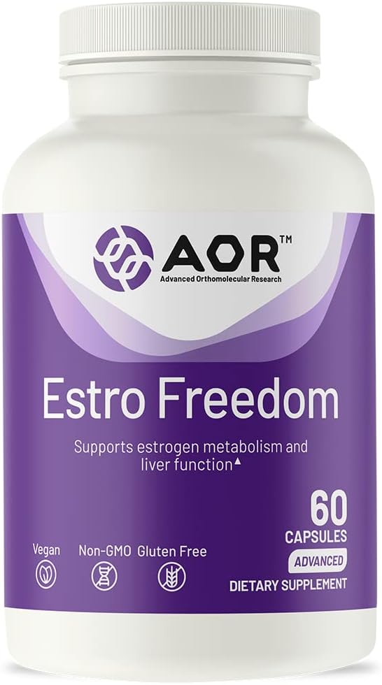AOR, Estro Freedom, Vegan, Supplément naturel pour soutenir l'équilibre des œstrogènes sains et la menstruation régulière saine, 60 capsules (30 portions)