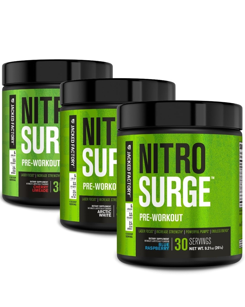 Supplément avant l'entraînement Jacked Factory NITROSURGE - Endless Energy, Instant Strength Gains, Clear Focus, Pompe intense.