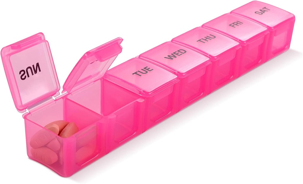 Pink XL Extra Large Organisateur hebdomadaire et quotidien de pilules/vitamine/huile de poisson/Suppléments (Pink)