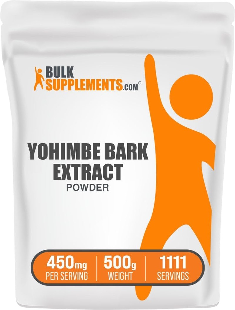 BulkSupplements.com Yohimbe Extrait de poudre - Yohimbe Extrait d'écorce - Supplément à base de plantes, sans gluten, 450mg par portion, 500g (1,1 lb) (paquet de 1)