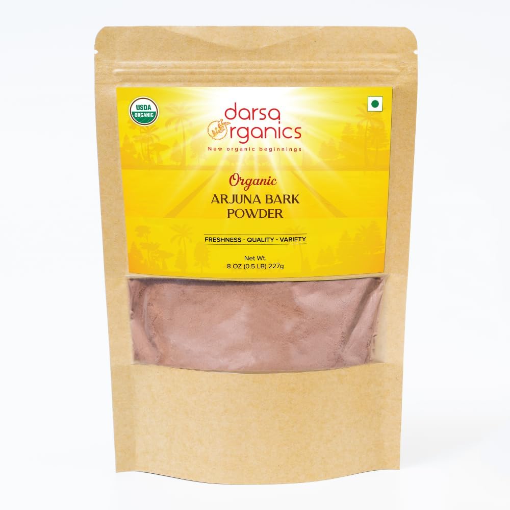 Arjuna Powder, 8 oz - USDA Organic Terminalia Arjuna pour le soutien cardiovasculaire, la santé cardiaque et l'entretien de la pression artérielle, Arjuna Bark Powder, non-OGM, sans gluten, casher