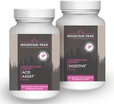 Mountain Peak Nutritionals Acid Assist & Digestive Support Combo Pack - Santé gastro-intestinale et digestive - Enzymes, probiotiques et nutriments - 90 capsules végétariennes