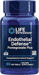 Prolongation de vie Endothélial Defense grenade Plus – Graines de grenade, supplément de fleur et d'extrait de fruits pour la santé cardiaque et endothéliale – sans gluten, sans OGM – 60 Softgels