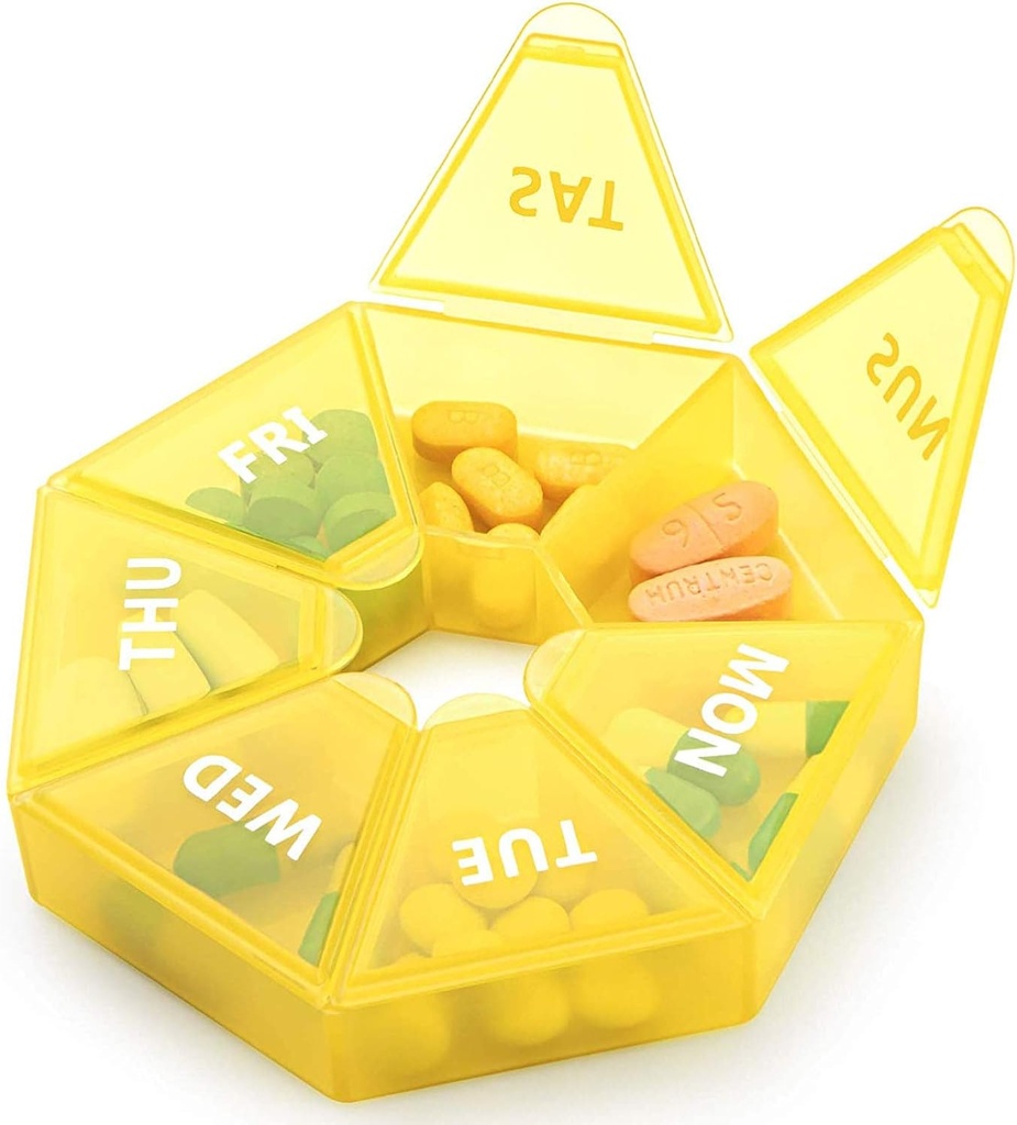 Weekly Pill Organizer Large 7 Day Pill Box Organizer Daily Medicine Case for Vitamin Fish Oil Pills Supplements Arthritis Friendly