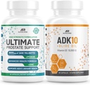 Meilleur soutien prostate sur le counter - Supplément santé prostate pour les hommes (60 capsules) + supplément de vitamine ADK 10 + huile d'olive pour une meilleure absorption (90 capsules végétariennes)