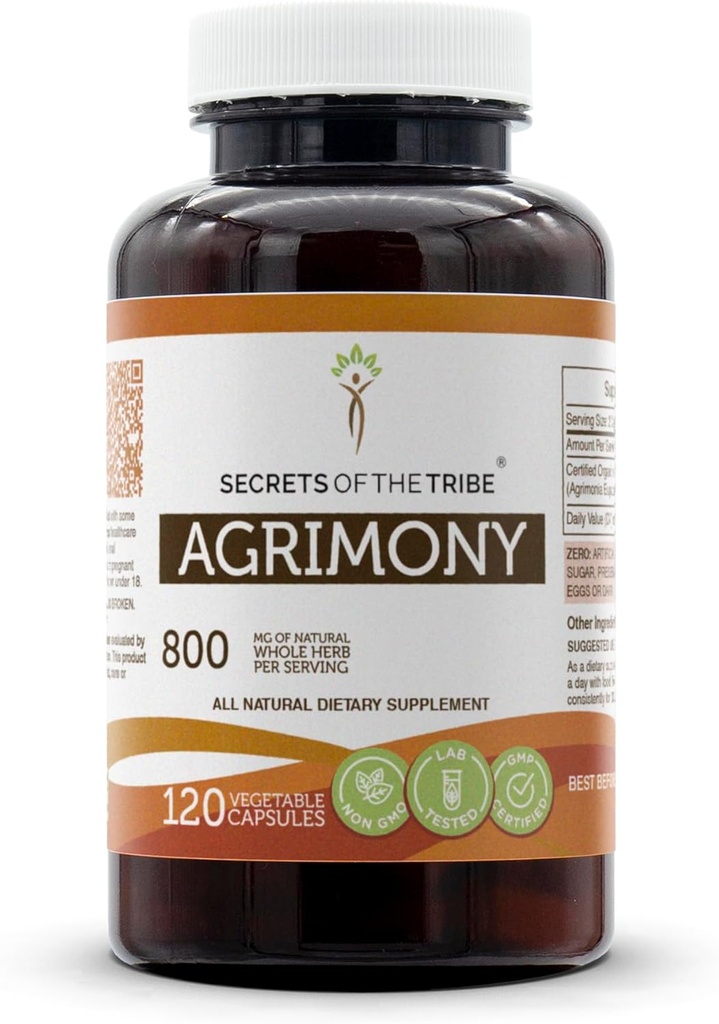 Secrets de la Tribe Agrimony 120 Capsules, 800 mg, Agrimony (Agrimonia Eupatoria) Herbe séchée (120 Capsules)