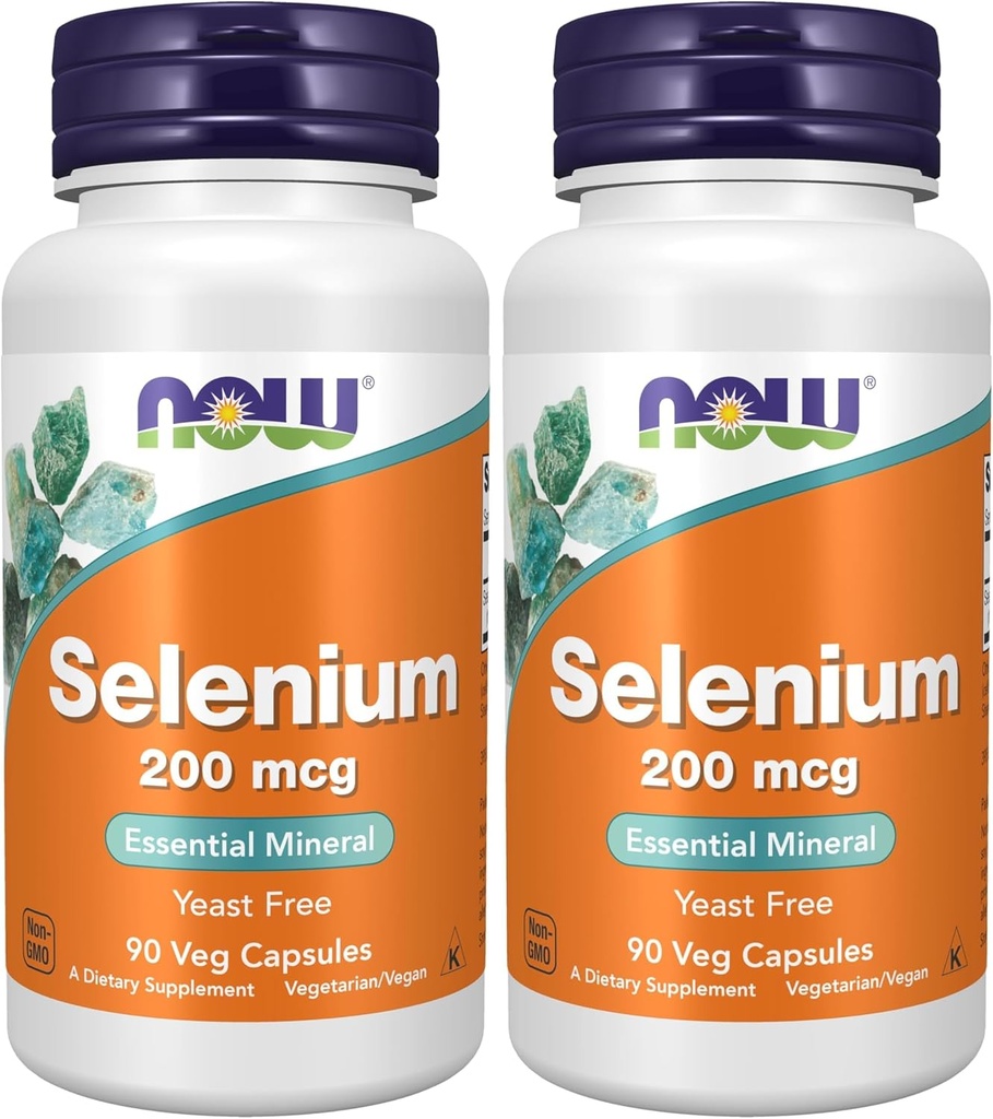 MAINTENANT Suppléments, Sélénium (L-Sélénométhionine) 200 mcg, Minéraux essentiels*, 90 Capsules de légumes (paquet de 2)