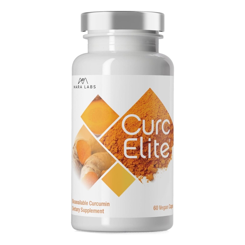 Mara Labs CurcElite Curcumin , Extrait curcuma 95 % Curcuminoides , Sans remplissage et sans OGM 60 Capsules Vegan