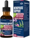 Black Cohosh Ménopause Soutien gouttes, suppléments de phytoestrogène W/Red Clover, Motherwort & St. John's Wort Extract pour les flashs chauds, les sueurs nocturnes et le confort. Cimicifuga para Menopausia. 2oz