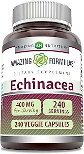 Formules étonnantes Supplément Echinacea de 400 Mg par service de 120 Capsules Véggies de 120 € Sans GMO
